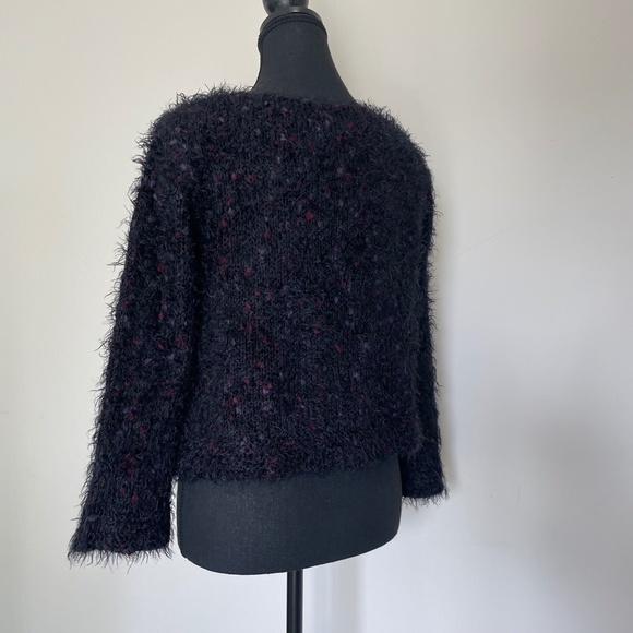 Soft Black Tinsel Knit Cropped Sweater Jacket - Picture 9 of 14